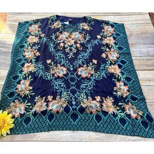 NWT NAVY FLOWER CAFTAN-SIZE SMALL